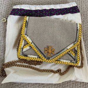 Tory Burch Kira Braided Crossbody Satchel Purse